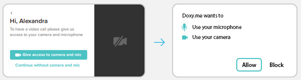 doxy.me allow camera and microphone